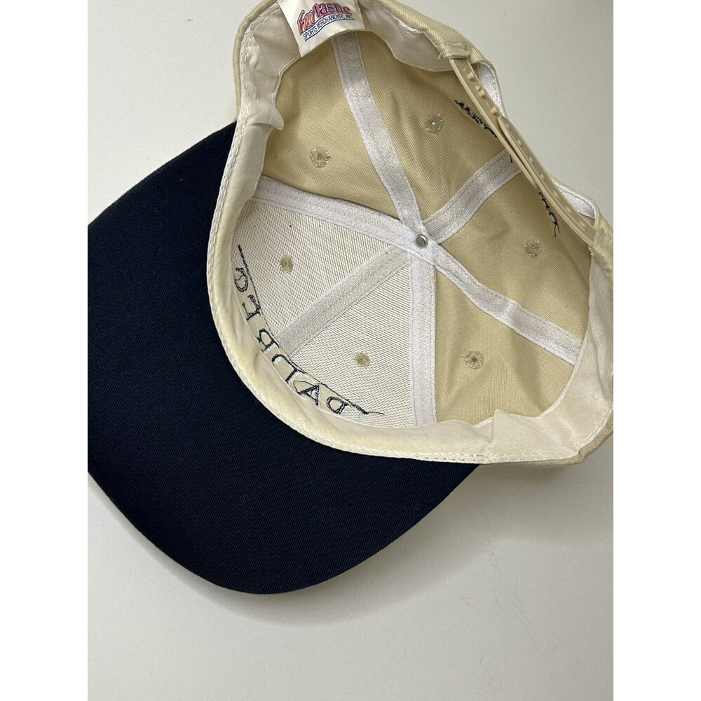 Vtg 90s San Diego Padres Hat Snapback Cream Beige Two Tone Wells Fargo Promo MLB - Picture 5 of 8